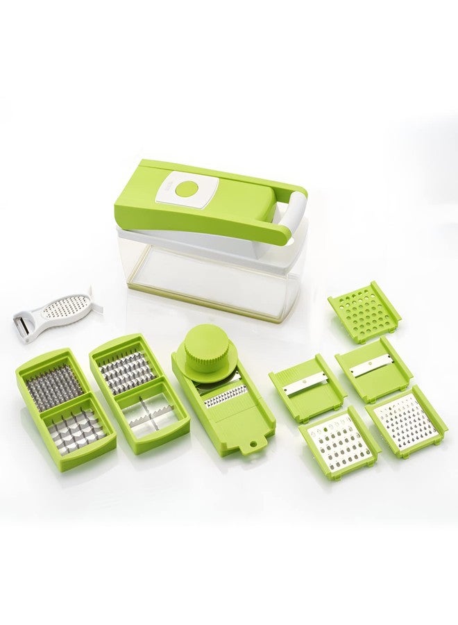 Ganesh ABS Plastic Fruit & Vegetable Chopper Slicer Dicer Grater 14 in 1 (Green) - Image 1